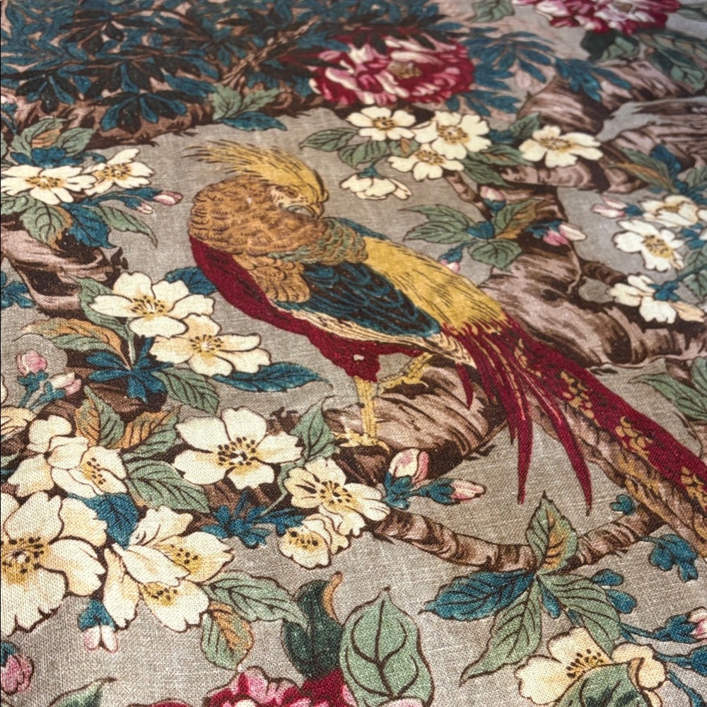 Pottery Barn Pheasant Bird drapery 108”x 50”